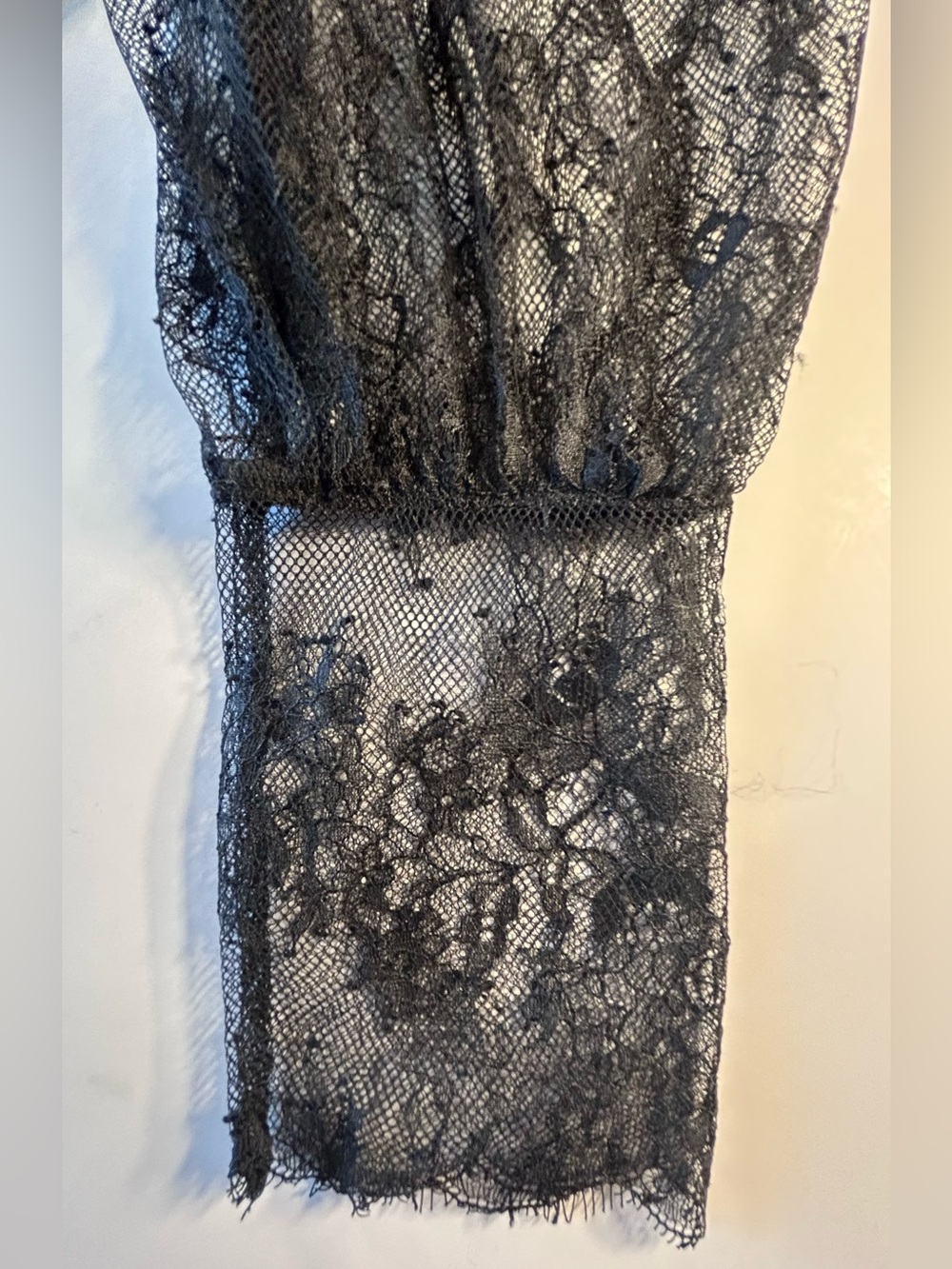 Aritzia Le Fou Wilfred Plié Lace Blouse Black XS Pearl Button Sheer Floral Top - Picture 10 of 10